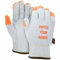 Mcr Safety Gloves, Prem Goat Driver w/Kevlar Liner WYH, M, 12PK 3601SKHVM